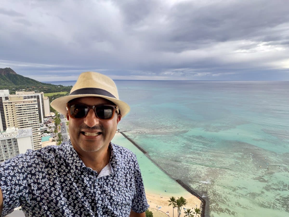 Jay Rao above Waikiki Beach on Oahu — island life across Hawaii