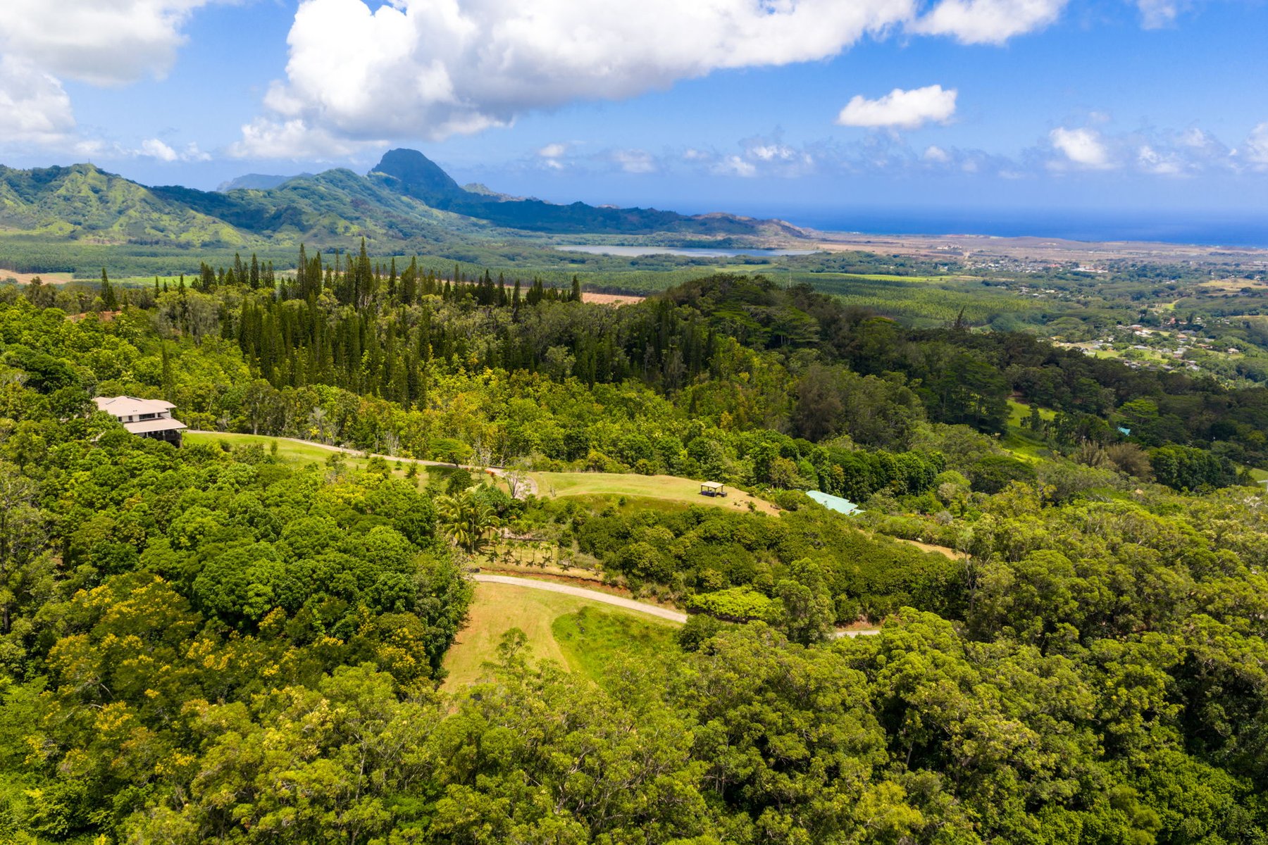 Elevated view toward the mountains and south-shore coastline