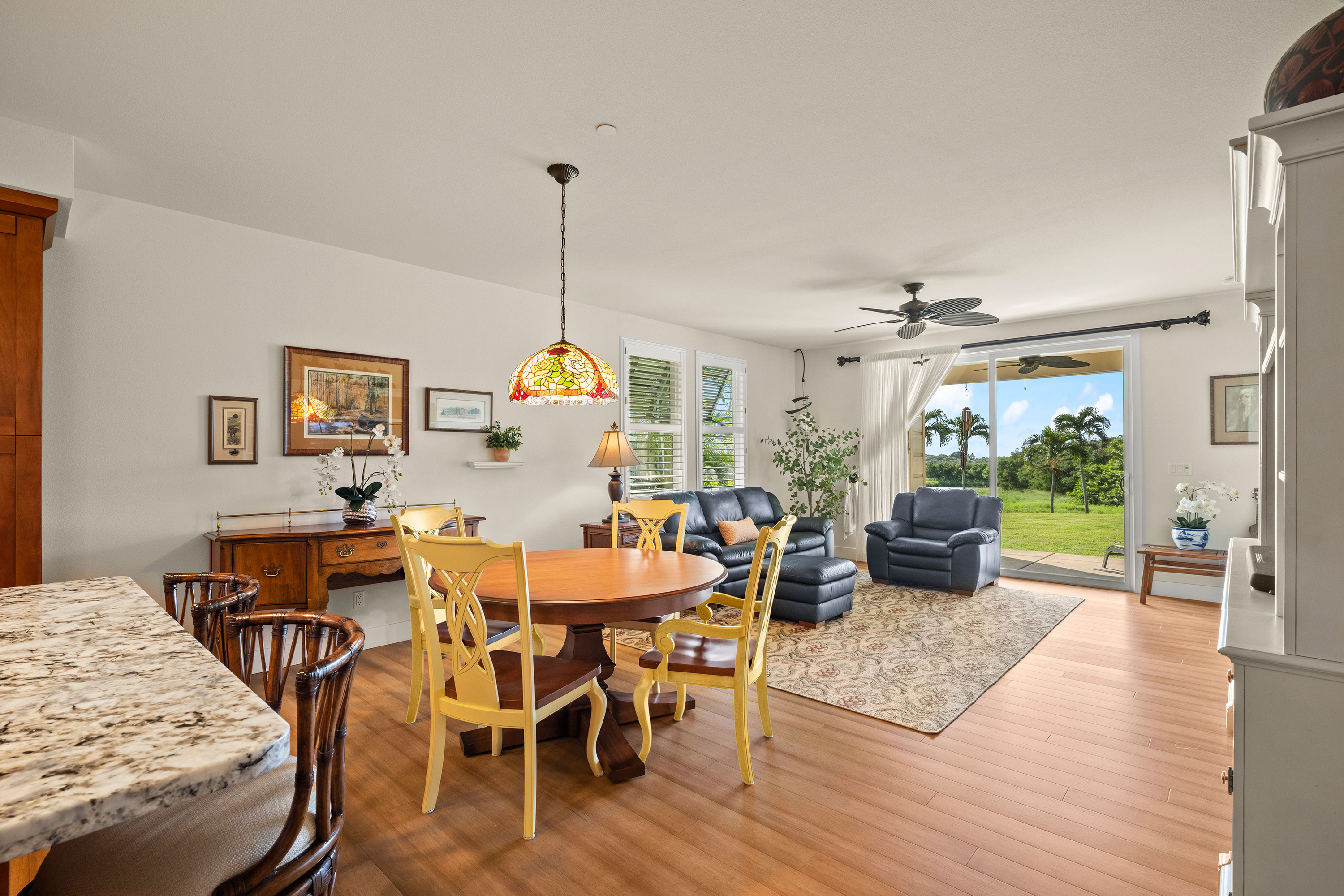 Open-plan dining and living area